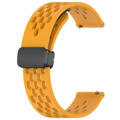 For Amazfit Pop 20mm Folding Magnetic Clasp Silicone Watch Band(Yellow) - Watch Bands by buy2fix | Online Shopping UK | buy2fix