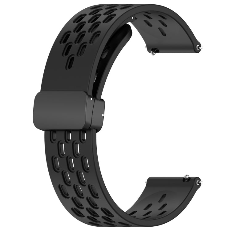 For Amazfit Bip 1S 20mm Folding Magnetic Clasp Silicone Watch Band(Black) - Watch Bands by buy2fix | Online Shopping UK | buy2fix