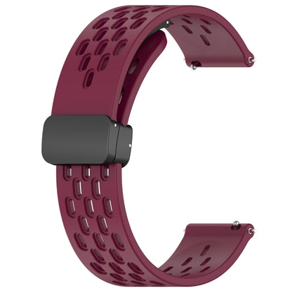 For Huawei Watch Buds 22mm Folding Magnetic Clasp Silicone Watch Band(Wine Red) - Watch Bands by buy2fix | Online Shopping UK | buy2fix