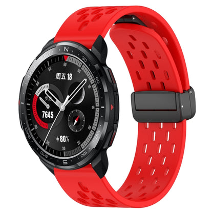 For Honor Watch GS Pro 22mm Folding Magnetic Clasp Silicone Watch Band(Red) - Watch Bands by buy2fix | Online Shopping UK | buy2fix