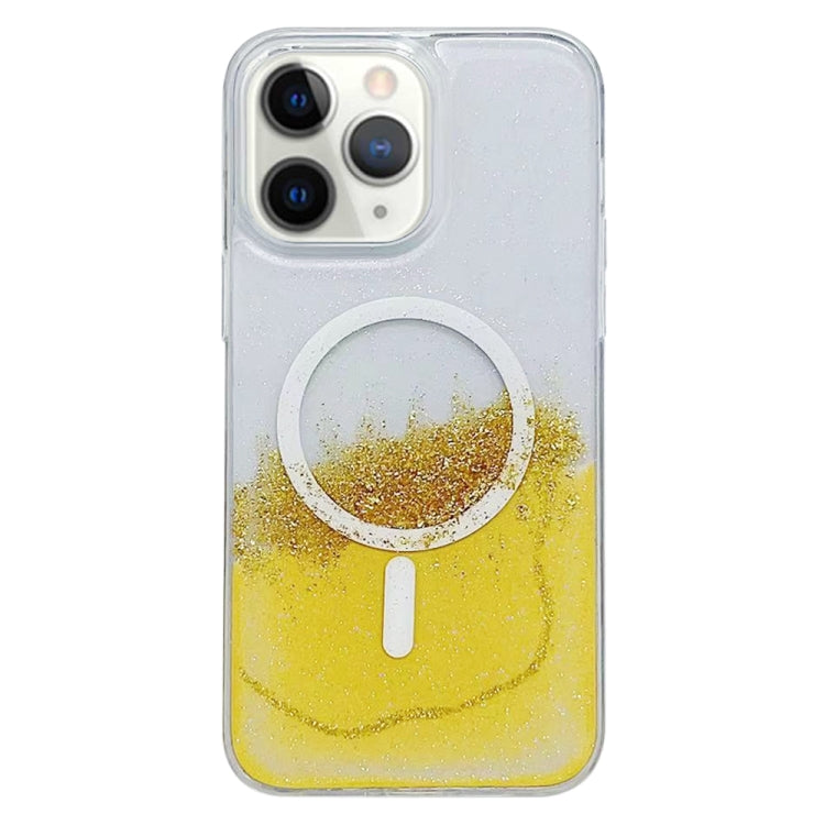 For iPhone 11 Pro Max MagSafe Gilding Hybrid Clear TPU Phone Case(Yellow) - iPhone 11 Pro Max Cases by buy2fix | Online Shopping UK | buy2fix