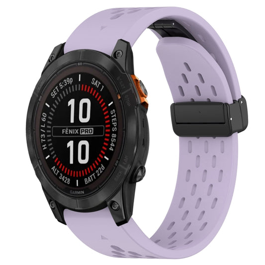 For Garmin Fenix 7S 20mm Folding Buckle Hole Silicone Watch Band(Purple) - Watch Bands by buy2fix | Online Shopping UK | buy2fix