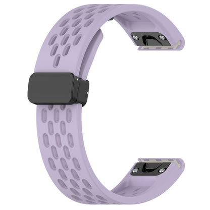 For Garmin Fenix 7S 20mm Folding Buckle Hole Silicone Watch Band(Purple) - Watch Bands by buy2fix | Online Shopping UK | buy2fix