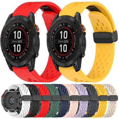 For Garmin Fenix 7S Solar 20mm Folding Buckle Hole Silicone Watch Band(Black) - Watch Bands by buy2fix | Online Shopping UK | buy2fix