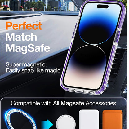 For iPhone 14 Plus Dual-color MagSafe TPU Hybrid Clear PC Shockproof Phone Case(Blue) - iPhone 14 Plus Cases by buy2fix | Online Shopping UK | buy2fix