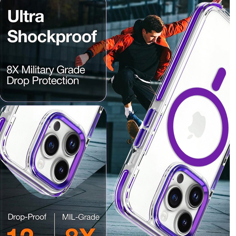 For iPhone 15 Dual-color MagSafe TPU Hybrid Clear PC Shockproof Phone Case(Orange) - iPhone 15 Cases by buy2fix | Online Shopping UK | buy2fix