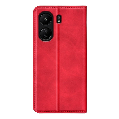 For Xiaomi Redmi 13C Retro-skin Magnetic Suction Leather Phone Case(Red) - 13C Cases by buy2fix | Online Shopping UK | buy2fix