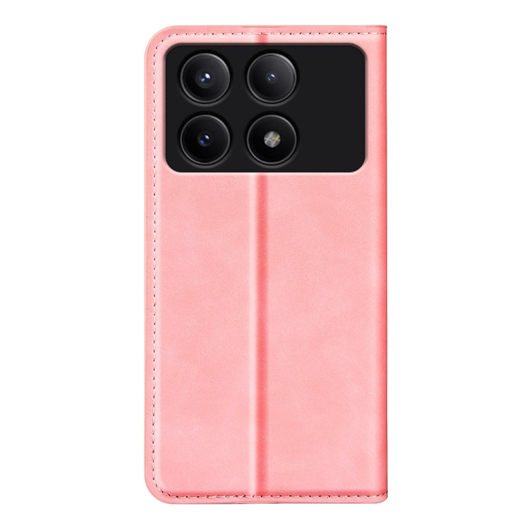 For Xiaomi Redmi K70E Retro-skin Magnetic Suction Leather Phone Case(Pink) - K70E Cases by buy2fix | Online Shopping UK | buy2fix