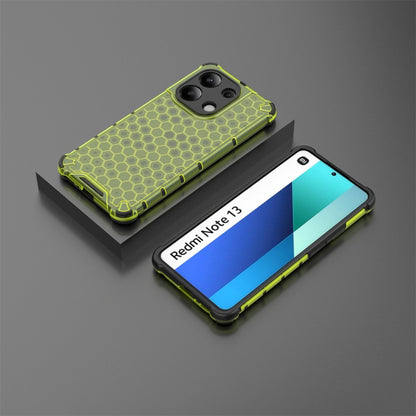 For Redmi Note 13 4G Global Shockproof Honeycomb Phone Case(Green) - Xiaomi Cases by buy2fix | Online Shopping UK | buy2fix