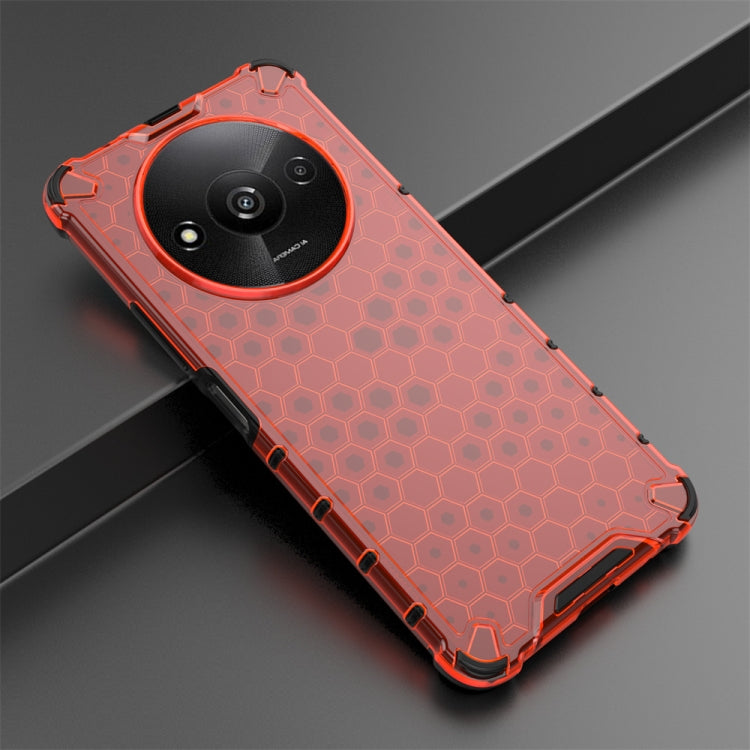 For Xiaomi Redmi A3 Shockproof Honeycomb Phone Case(Red) - Xiaomi Cases by buy2fix | Online Shopping UK | buy2fix