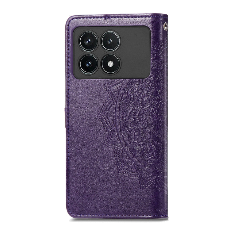 For Xiaomi Redmi K70 Pro Mandala Flower Embossed Leather Phone Case(Purple) - K70 Pro Cases by buy2fix | Online Shopping UK | buy2fix