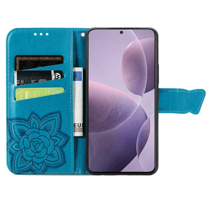 For Xiaomi Redmi K70 Butterfly Love Flower Embossed Leather Phone Case(Blue) - K70 Cases by buy2fix | Online Shopping UK | buy2fix