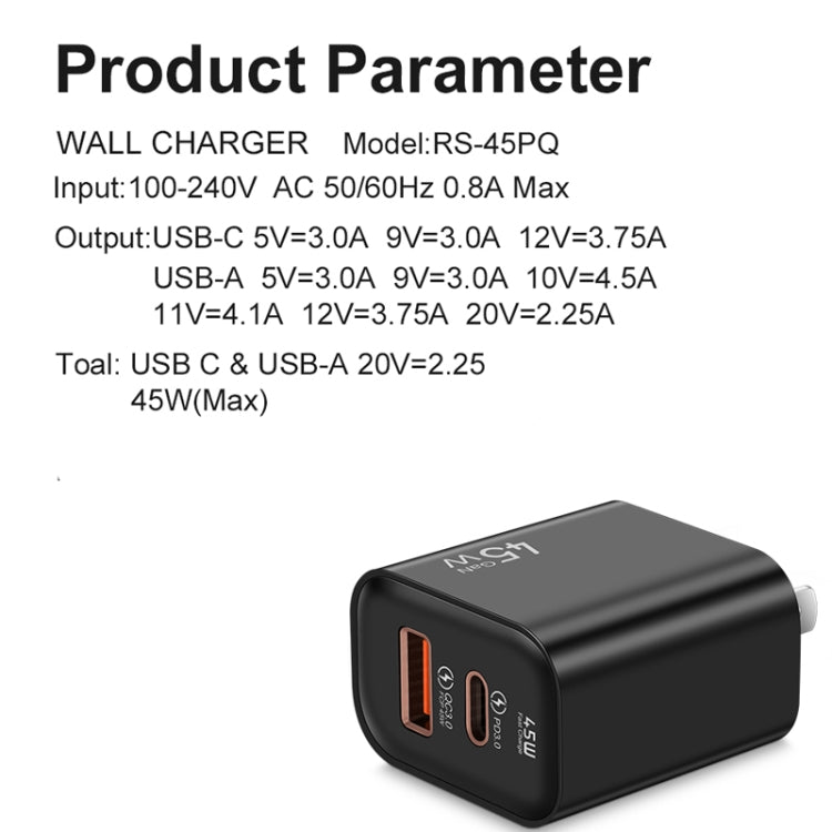 45PQ 45W PD25W + QC3.0 20W USB Fully Compatible Super Fast Charger, US Plug(Yellow) - USB Charger by buy2fix | Online Shopping UK | buy2fix