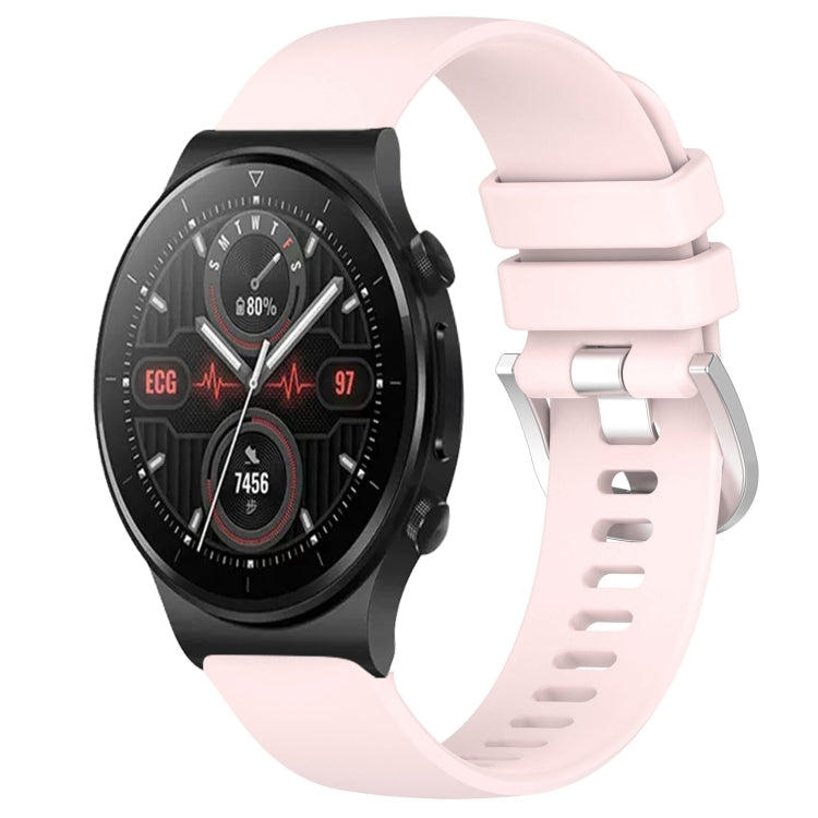 For Huawei Watch GT2 Pro 22mm Liquid Glossy Silver Buckle Silicone Watch Band(Pink) - Watch Bands by buy2fix | Online Shopping UK | buy2fix