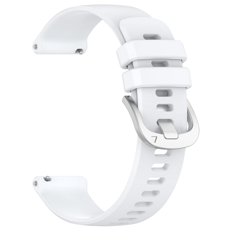 For Garmin Active5 Liquid Glossy Silver Buckle Silicone Watch Band(White) - Watch Bands by buy2fix | Online Shopping UK | buy2fix