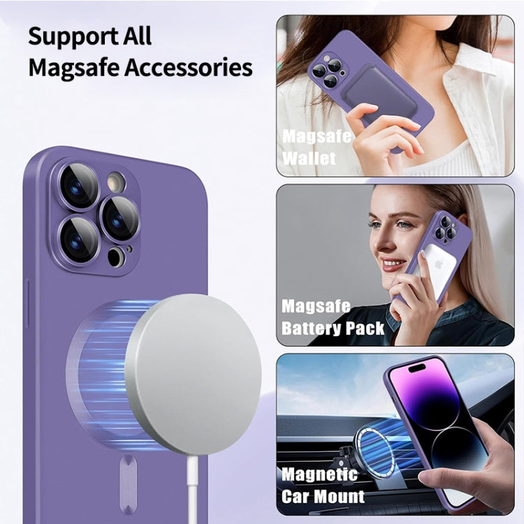 For iPhone 14 Pro Max ENKAY MagSafe Matte TPU Phone Case with Lens Film & Screen Glass Film(Purple) - iPhone 14 Pro Max Cases by ENKAY | Online Shopping UK | buy2fix