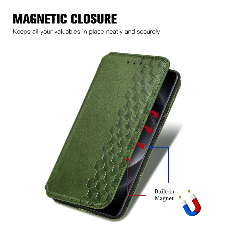 For Xiaomi 14 Ultra Cubic Grid Pressed Magnetic Leather Phone Case(Green) - 14 Ultra Cases by buy2fix | Online Shopping UK | buy2fix