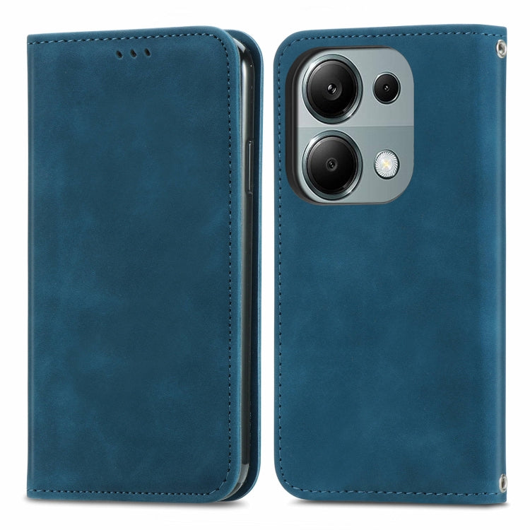 For Xiaomi Redmi Note 13 Pro 4G Retro Skin Feel Magnetic Flip Leather Phone Case(Blue) - Note 13 Pro Cases by buy2fix | Online Shopping UK | buy2fix