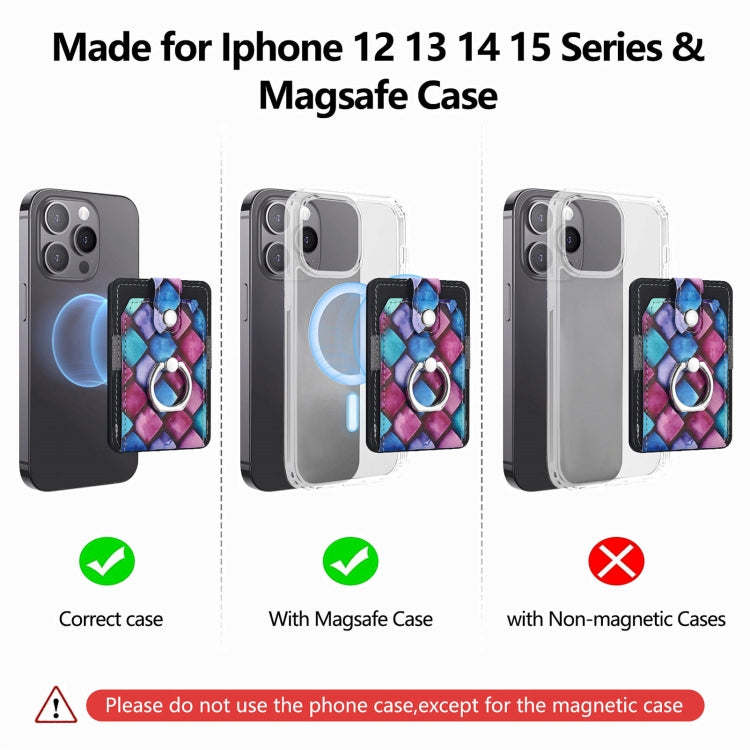 Magsafe  Castillo painted ring cell phone card case(Purple Scales) - Others Accessories by buy2fix | Online Shopping UK | buy2fix