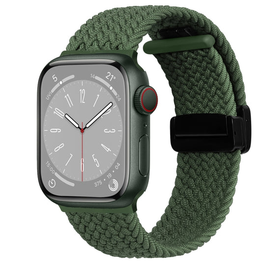 For Apple Watch Ultra 49mm Nylon Woven Magnetic Fold Buckle Watch Band(Green) - Watch Bands by buy2fix | Online Shopping UK | buy2fix