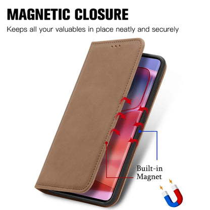 For Motorola Edge 2024 Retro Skin Feel Magnetic Flip Leather Phone Case(Brown) - Motorola Cases by buy2fix | Online Shopping UK | buy2fix