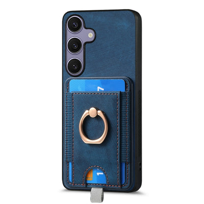 For Samsung Galaxy S25 Ultra 5G Retro Splitable Magnetic Card Bag Leather Phone Case(Blue) - Galaxy Phone Cases by buy2fix | Online Shopping UK | buy2fix