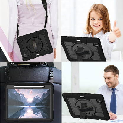 For iPad Air 11 2024 Silicone Hybrid PC Shockproof Tablet Case with Shoulder Strap(Black) - iPad Air 11 2024 Cases by buy2fix | Online Shopping UK | buy2fix