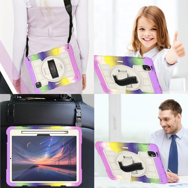 For iPad Air 11 2024 Silicone Hybrid PC Shockproof Tablet Case with Shoulder Strap(Colorful Purple) - iPad Air 11 2024 Cases by buy2fix | Online Shopping UK | buy2fix