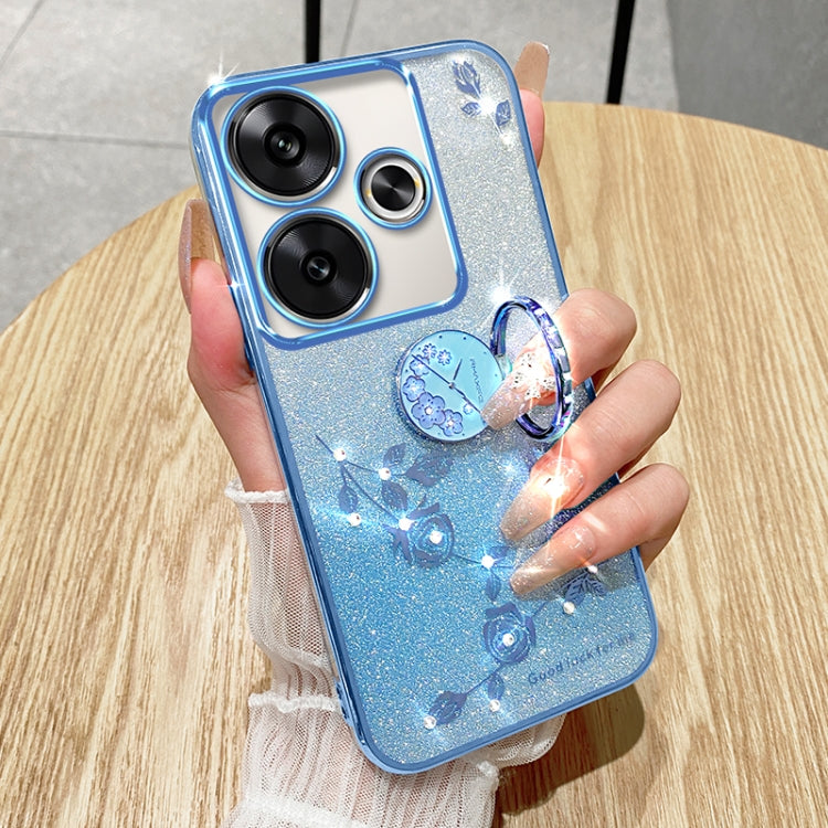 For Xiaomi Redmi Turbo 3 Gradient Glitter Immortal Flower Ring All-inclusive Phone Case(Blue) - Xiaomi Cases by buy2fix | Online Shopping UK | buy2fix