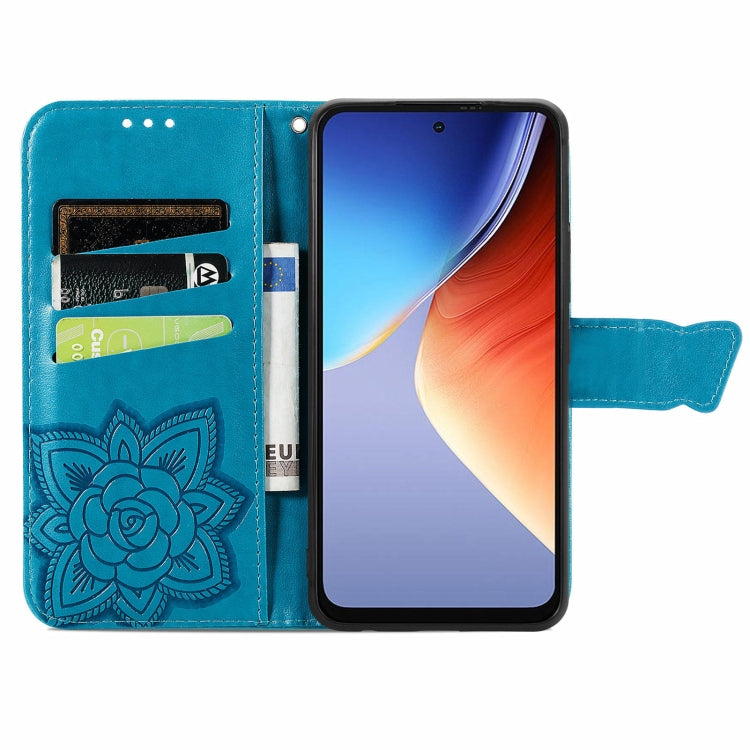 For Blackview A96 Butterfly Love Flower Embossed Leather Phone Case(Blue) - More Brand by buy2fix | Online Shopping UK | buy2fix