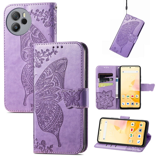 For Blackview Shark 8 Butterfly Love Flower Embossed Leather Phone Case(Light Purple) - More Brand by buy2fix | Online Shopping UK | buy2fix