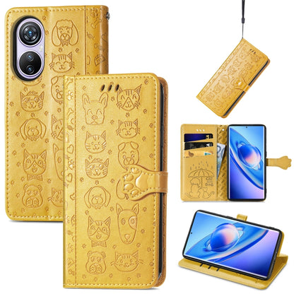 For Blackview A200 Pro Cat and Dog Embossed Leather Phone Case(Yellow) - More Brand by buy2fix | Online Shopping UK | buy2fix