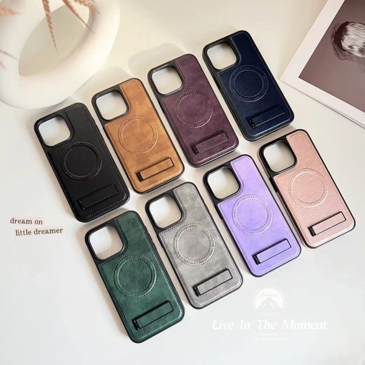 For iPhone 12 / 12 Pro Multi-function Holder MagSafe PU Phone Case(Mulberry) - iPhone 12 / 12 Pro Cases by buy2fix | Online Shopping UK | buy2fix