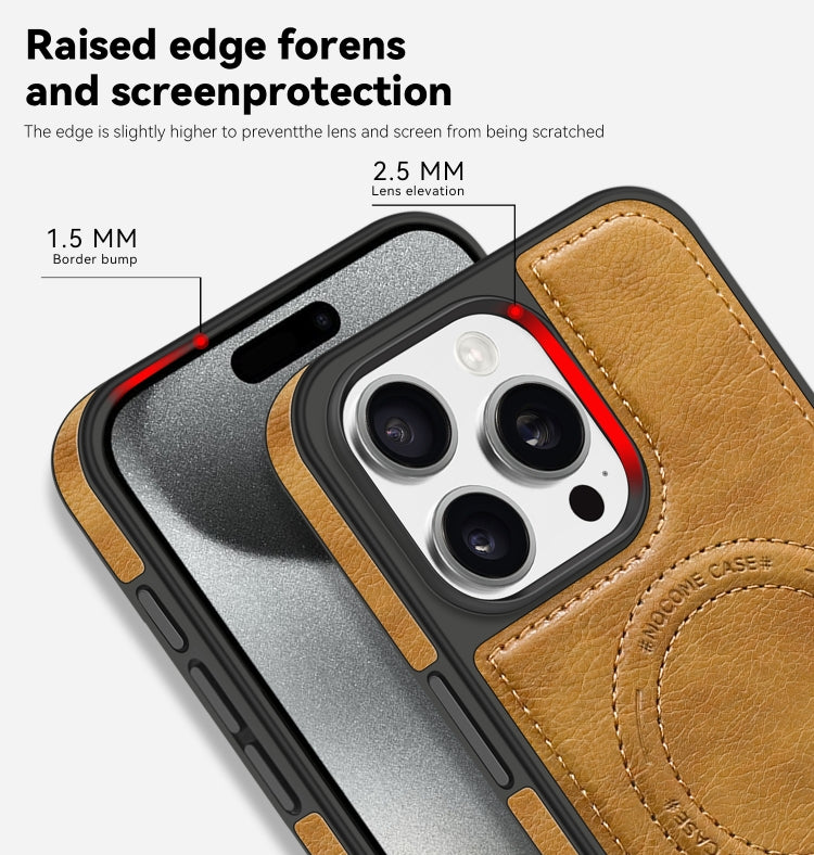 For iPhone 14 Multi-function Holder MagSafe PU Phone Case(Brown) - iPhone 14 Cases by buy2fix | Online Shopping UK | buy2fix