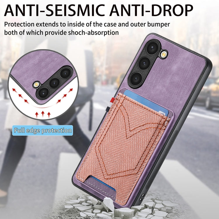 For Samsung Galaxy S25 Ultra 5G Denim Texture Leather Skin Phone Case with Card Slot(Purple) - Galaxy S25 Ultra 5G Cases by buy2fix | Online Shopping UK | buy2fix