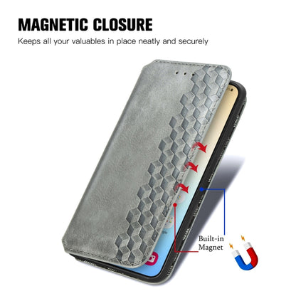 For Samsung Galaxy S25 5G Cubic Grid Pressed Magnetic Leather Phone Case(Gray) - Galaxy S25 5G Cases by buy2fix | Online Shopping UK | buy2fix