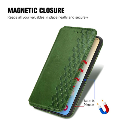 For Samsung Galaxy S25+ 5G Cubic Grid Pressed Magnetic Leather Phone Case(Green) - Galaxy S25+ 5G Cases by buy2fix | Online Shopping UK | buy2fix