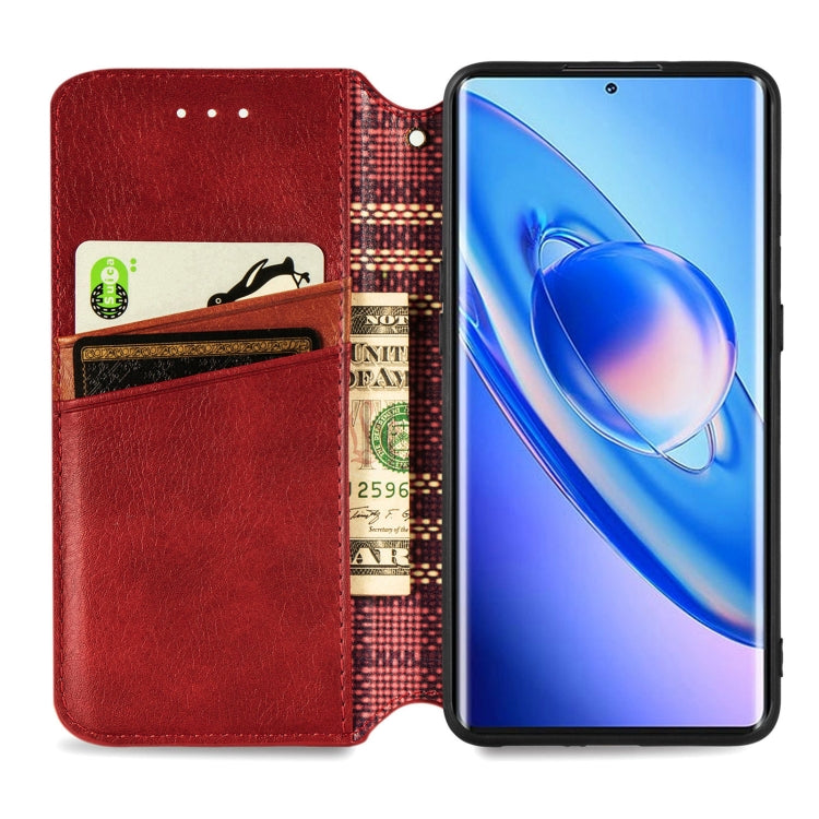 For Blackview A200 Pro Cubic Grid Pressed Magnetic Leather Phone Case(Red) - More Brand by buy2fix | Online Shopping UK | buy2fix