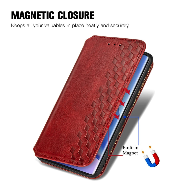 For Blackview A200 Pro Cubic Grid Pressed Magnetic Leather Phone Case(Red) - More Brand by buy2fix | Online Shopping UK | buy2fix