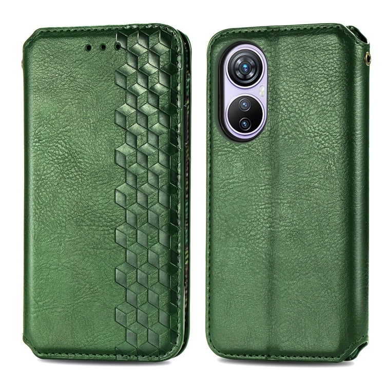 For Blackview A200 Pro Cubic Grid Pressed Magnetic Leather Phone Case(Green) - More Brand by buy2fix | Online Shopping UK | buy2fix