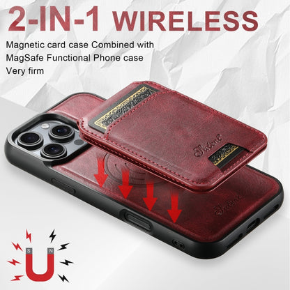 For iPhone 16 Suteni H15 MagSafe Oil Eax Leather Detachable Wallet Back Phone Case(Red) - iPhone 16 Cases by Suteni | Online Shopping UK | buy2fix