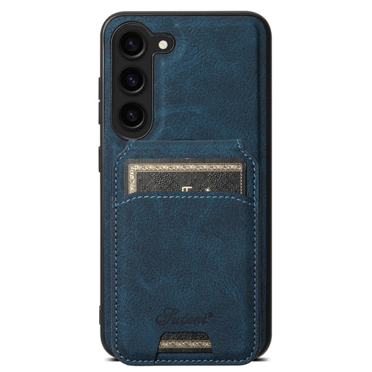 For Samsung Galaxy S24+ 5G Suteni H16 Litchi Texture Leather Detachable Wallet Back Phone Case(Blue) - Galaxy S24+ 5G Cases by Suteni | Online Shopping UK | buy2fix