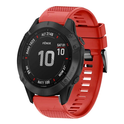 For Garmin Fenix 6 Pro 22mm Quick Release Silicone Watch Band(Red) - Watch Bands by buy2fix | Online Shopping UK | buy2fix