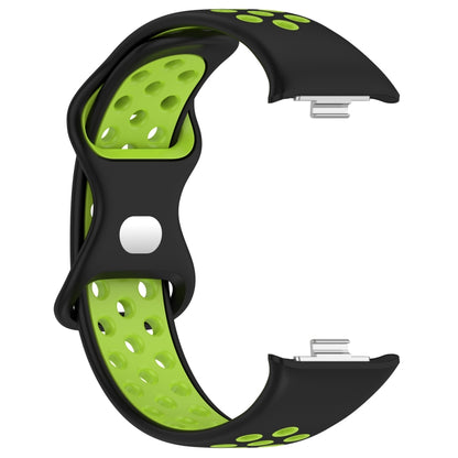 For Redmi Watch 4 Dual Color Perforated Silicone Watch Band(Black Green) - Watch Bands by buy2fix | Online Shopping UK | buy2fix