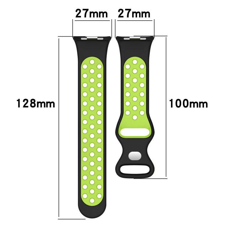 For Redmi Watch 4 Dual Color Perforated Silicone Watch Band(Black Green) - Watch Bands by buy2fix | Online Shopping UK | buy2fix