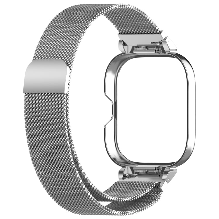 For Redmi Watch 4 Milan Magnetic Steel Mesh Watch Band + Watch Metal Frame(Silver) - Watch Bands by buy2fix | Online Shopping UK | buy2fix