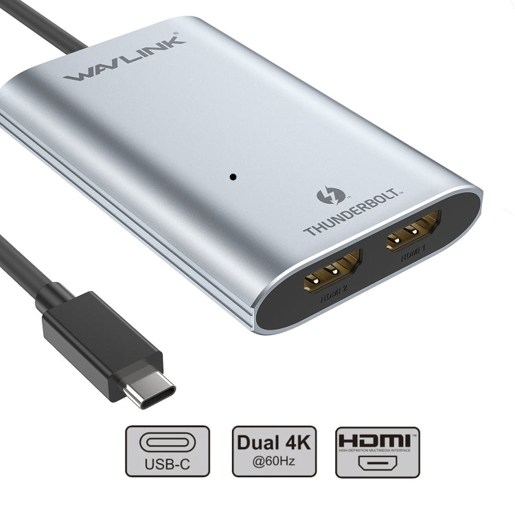 WAVLINK WL-UTA02H Multi-Screen Extender Converter Thunderbolt 3 to Dual HDMI Adapter - Converter by WAVLINK | Online Shopping UK | buy2fix