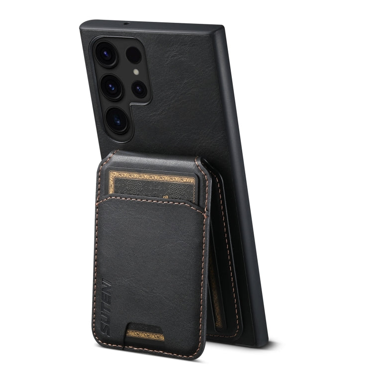 For Samsung Galaxy S24 Ultra Suteni H02 Leather Wallet Stand Back Phone Case(Black) - Galaxy S24 Ultra 5G Cases by Suteni | Online Shopping UK | buy2fix