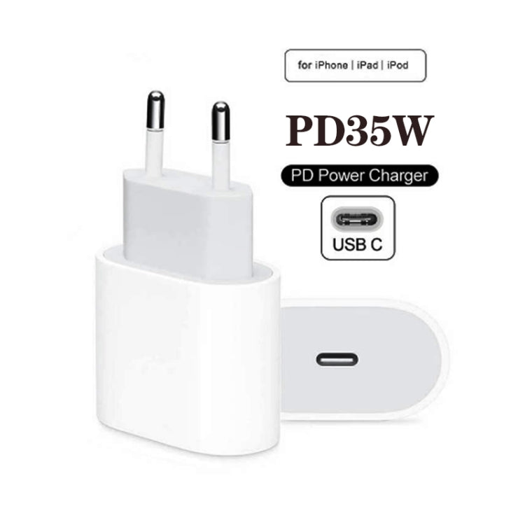 PD35W USB-C / Type-C Port Charger with 1m Type-C to Type-C Data Cable, EU Plug - USB Charger by buy2fix | Online Shopping UK | buy2fix