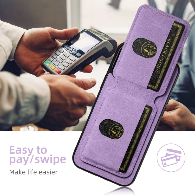 For iPhone 16 Pro Suteni H02 Litchi Leather Card Wallet Stand Back Phone Case(Purple) - iPhone 16 Pro Cases by Suteni | Online Shopping UK | buy2fix